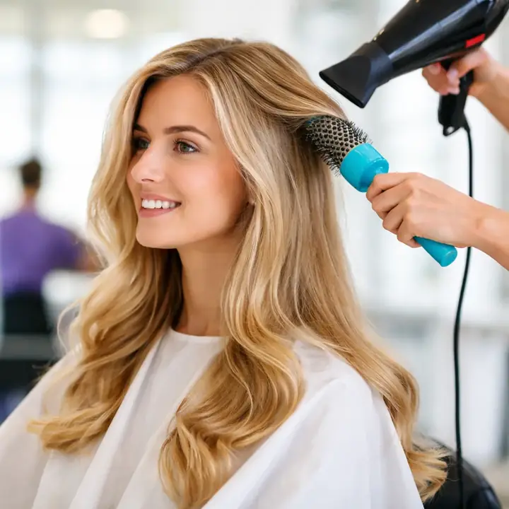 Finalização de cabelo com escova no salão